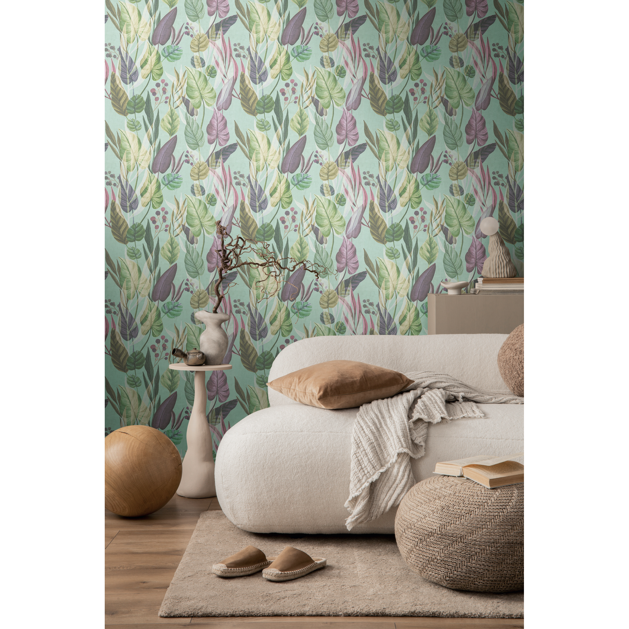 Vliestapete 'Anna D'Andrea' Blätter bunt 10,05 x 0,53 m