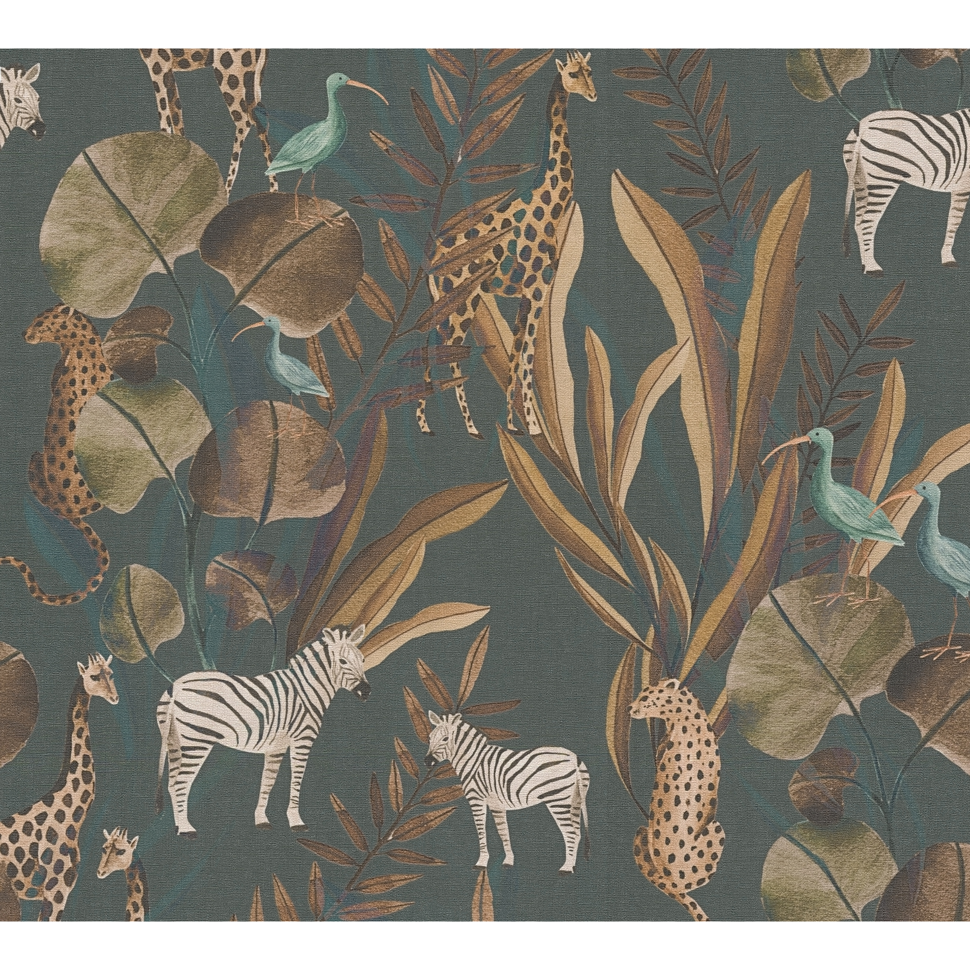 Vliestapete 'Anna D'Andrea' Tiere petrol 10,05 x 0,53 m