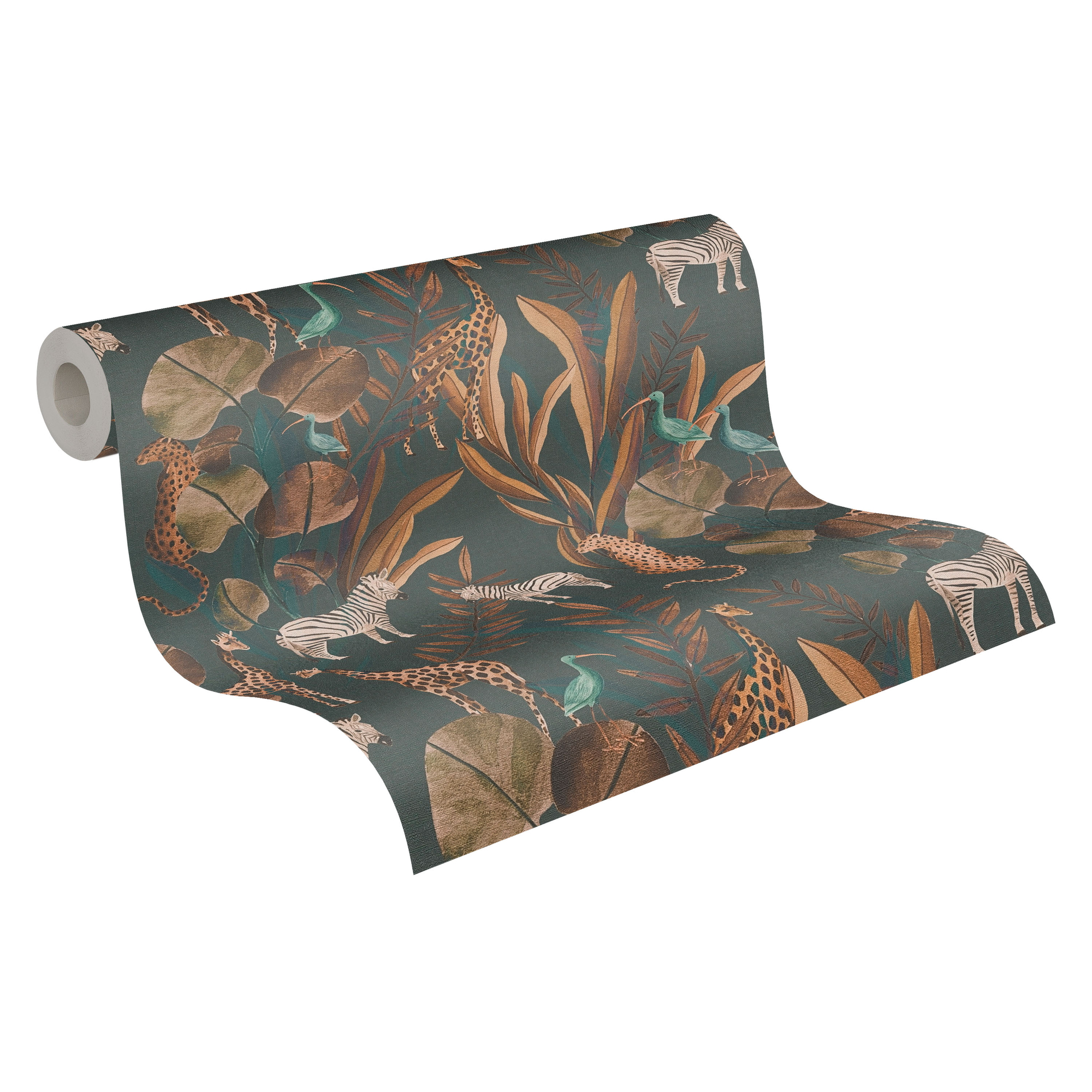 Vliestapete 'Anna D'Andrea' Tiere petrol 10,05 x 0,53 m