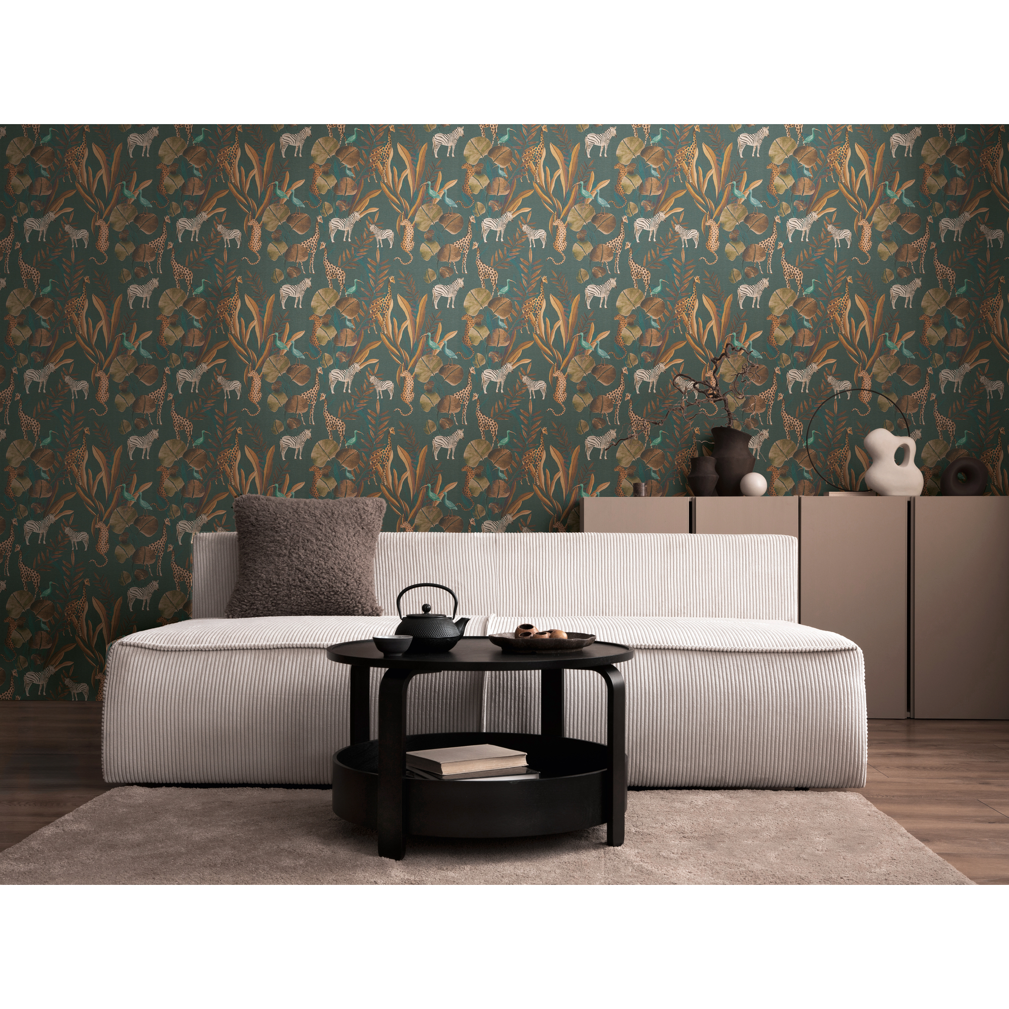 Vliestapete 'Anna D'Andrea' Tiere petrol 10,05 x 0,53 m