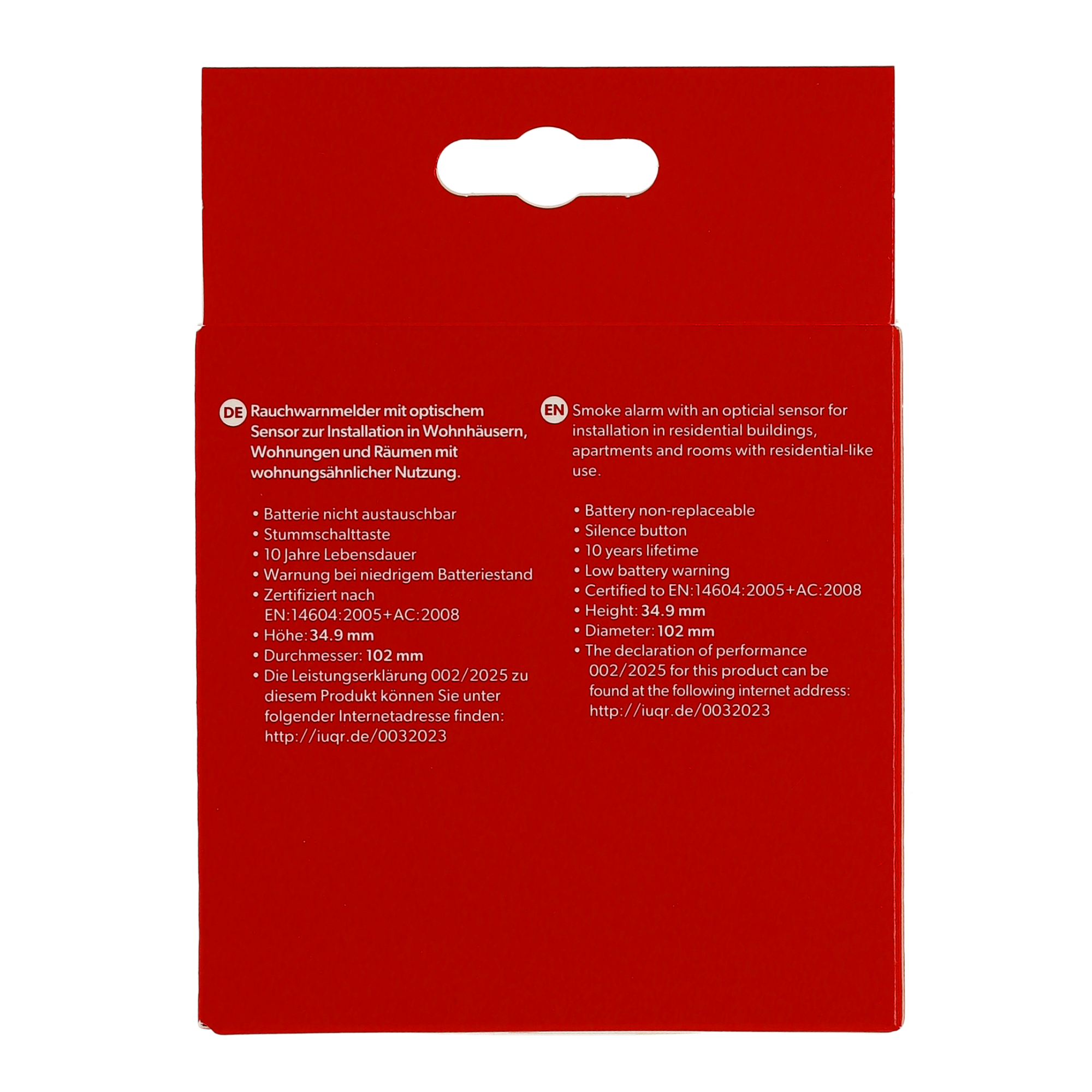 Rauchwarnmelder mit 10-Jahres-Batterie