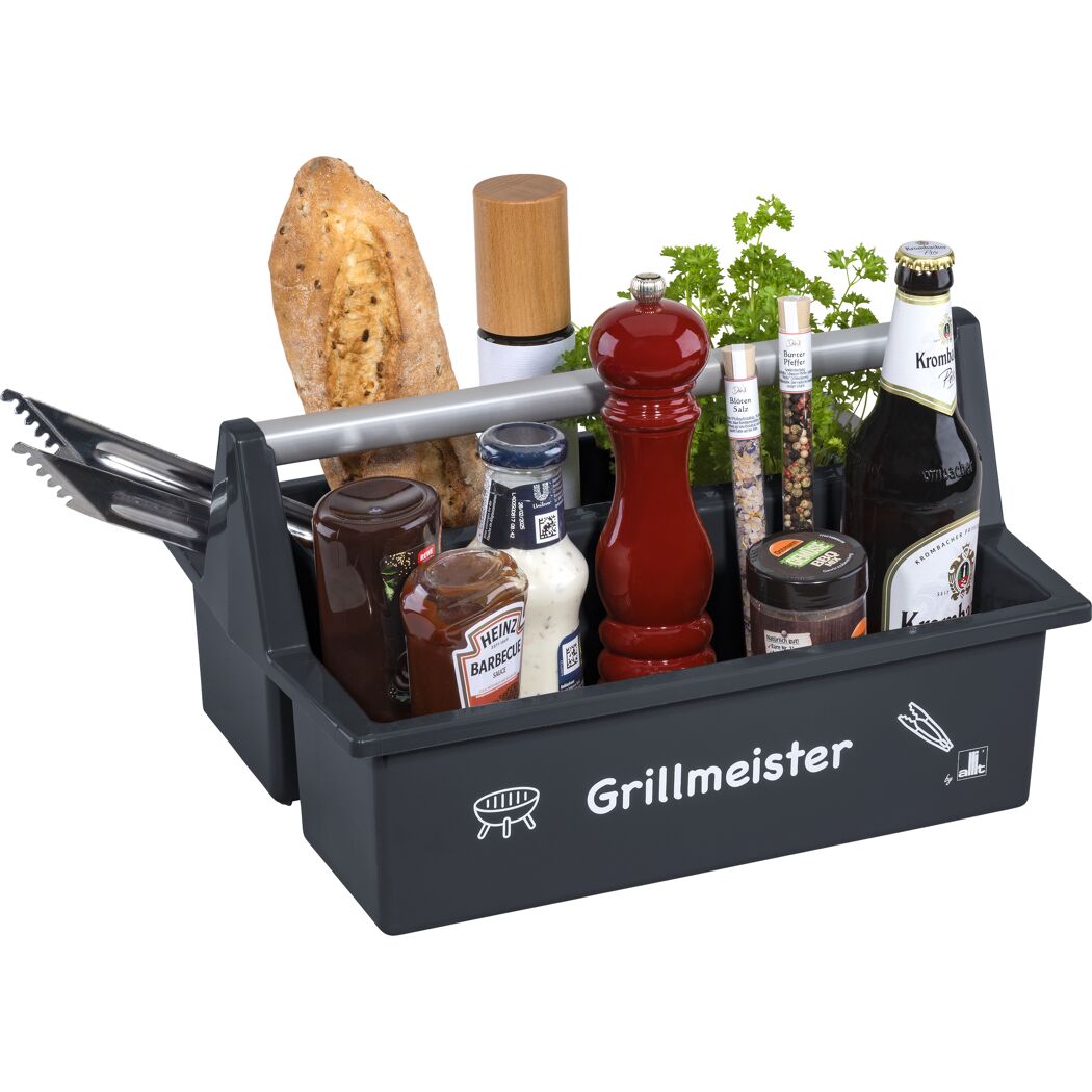 Tragekasten 'McPlus Carry' anthrazit mit Aufdruck 'Grillmeister' 39,5 x 21 x 21,5 cm