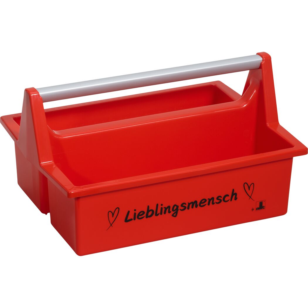 Tragekasten 'McPlus Carry' rot mit Aufdruck 'Lieblingsmensch' 39,5 x 21 x 21,5 cm