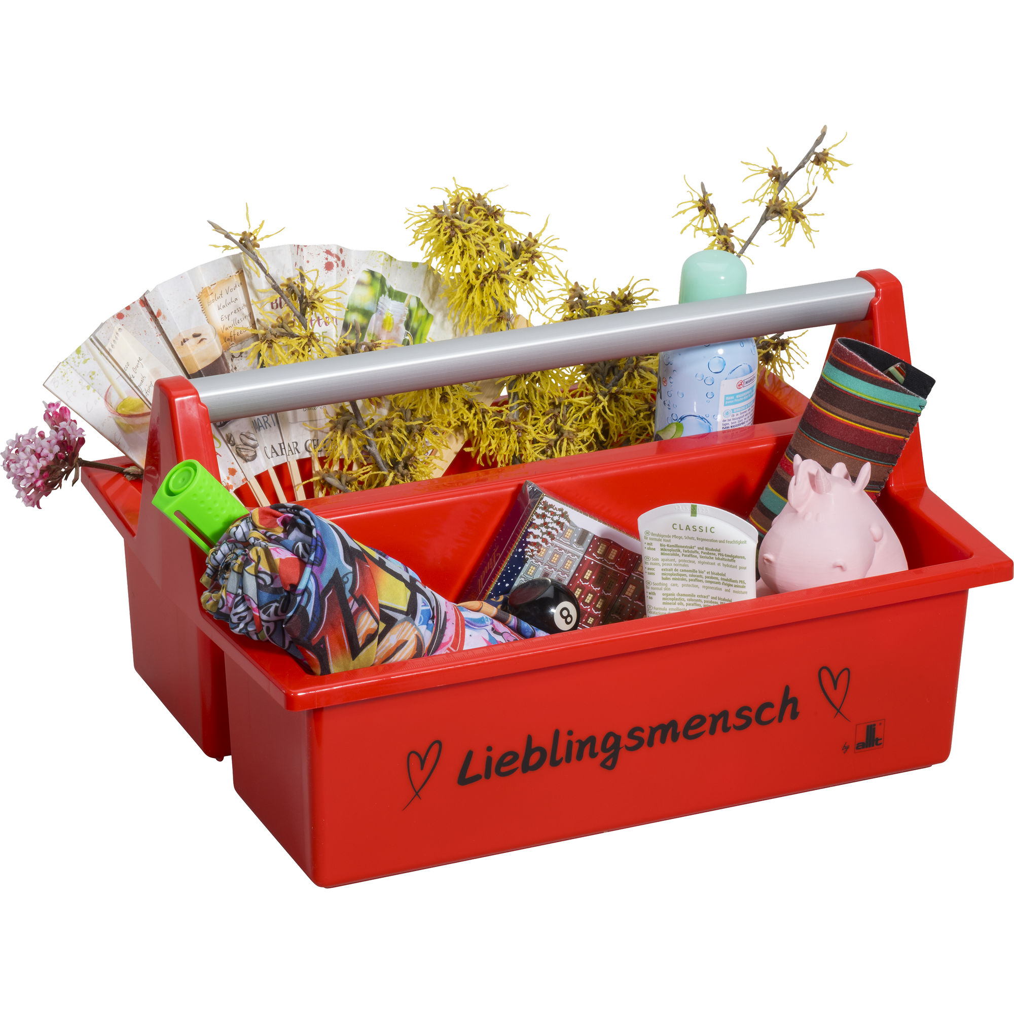 Tragekasten 'McPlus Carry' rot mit Aufdruck 'Lieblingsmensch' 39,5 x 21 x 21,5 cm