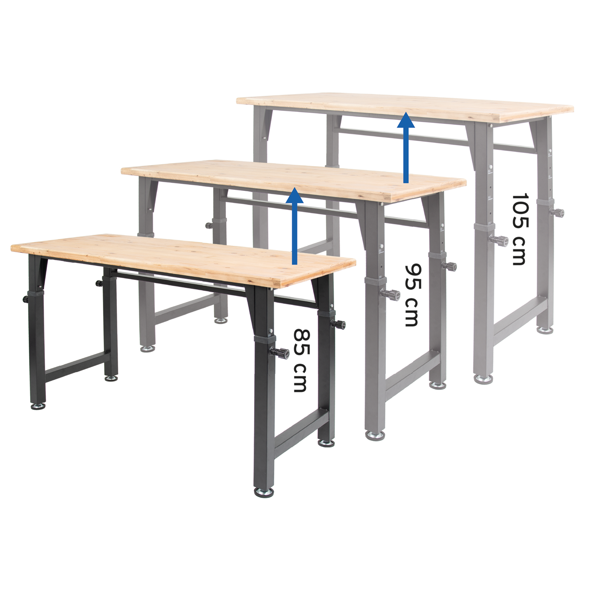 Werkbank höhenverstellbar 135 x 105 x 60 cm
