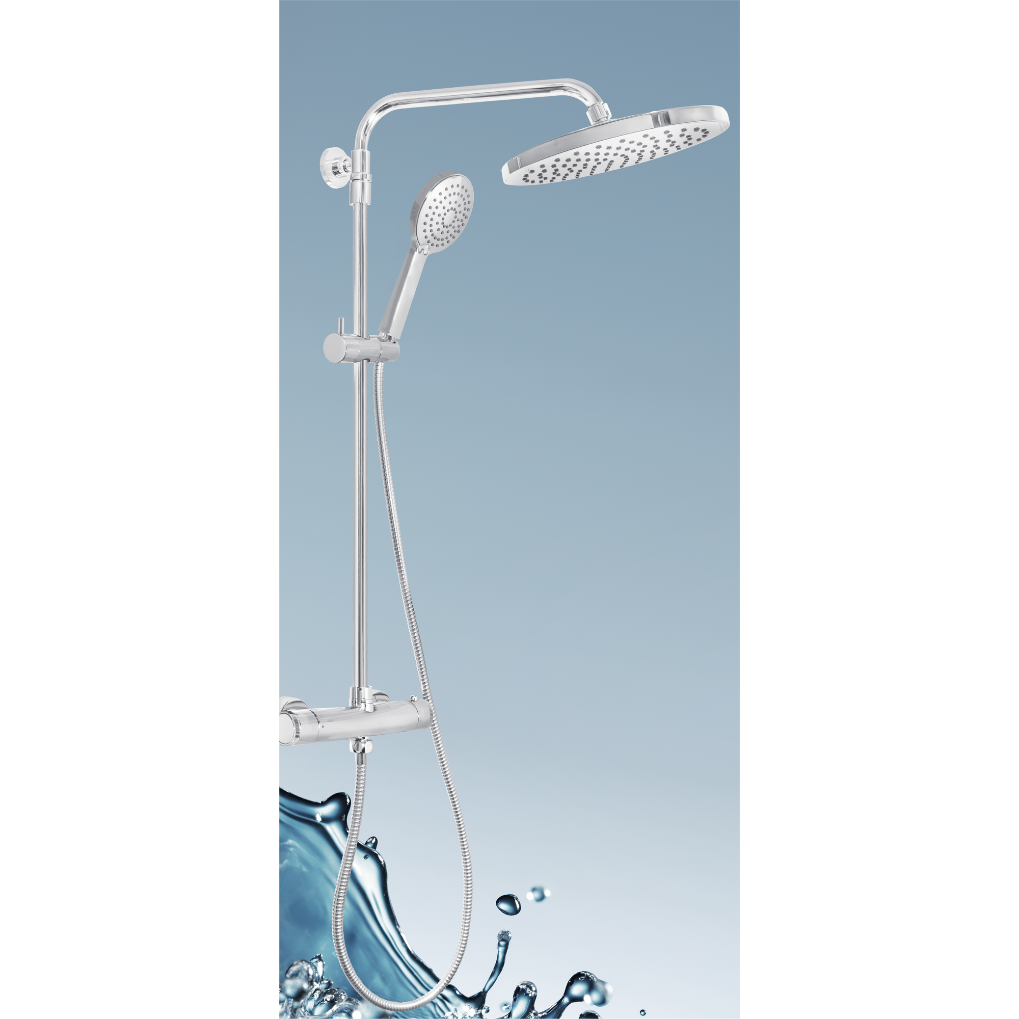 Thermostat-Duschsäule 'Tonga' chromfarben 80-110 cm, 3 Strahlarten