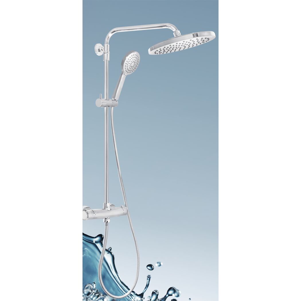 Thermostat-Duschsäule 'Tonga' chromfarben 80-110 cm, 3 Strahlarten