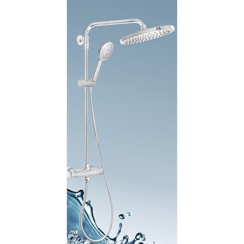 Thermostat-Duschsäule 'Tonga' chromfarben 80-110 cm, 3 Strahlarten