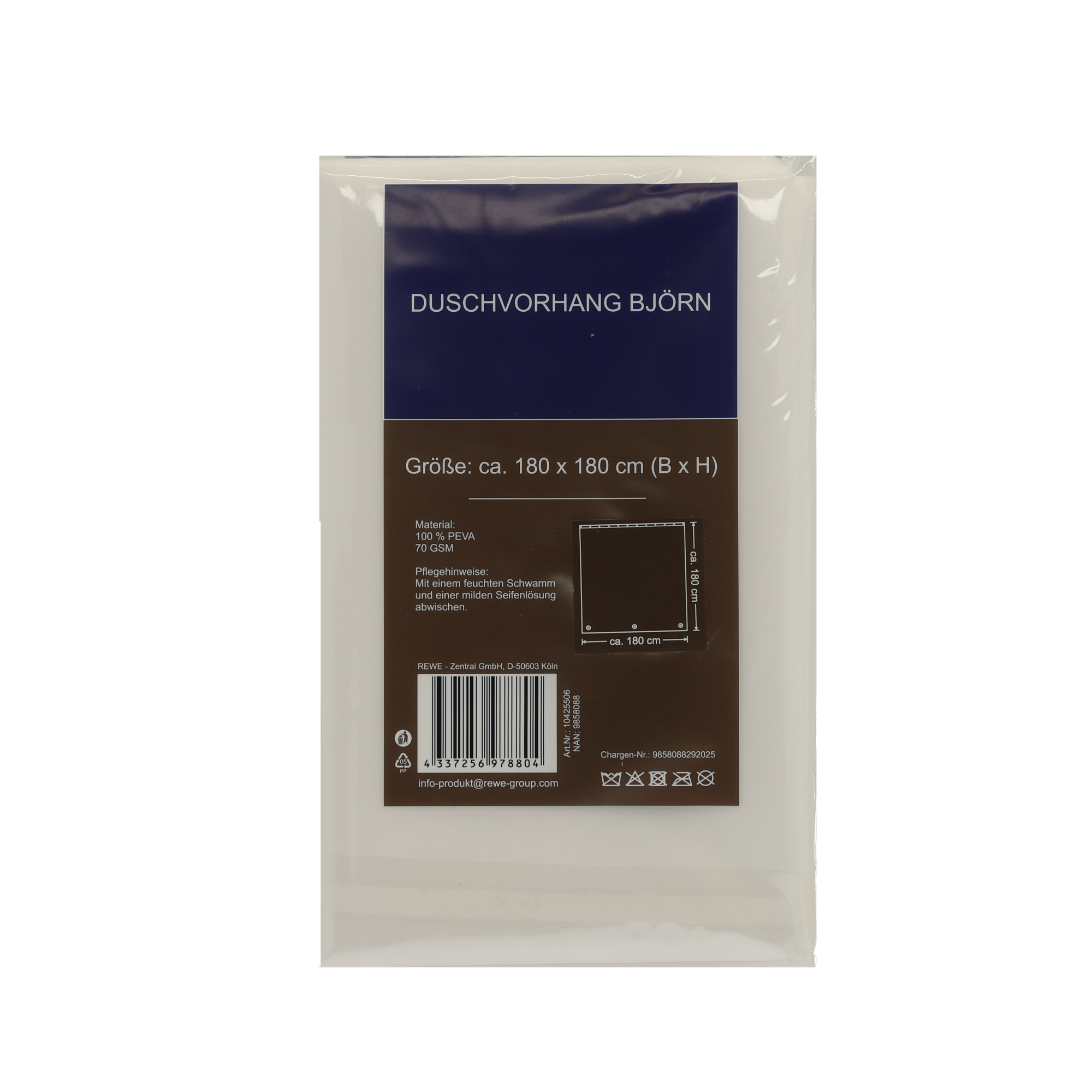 Duschvorhang 'Björn' weiß 180 x 180 cm