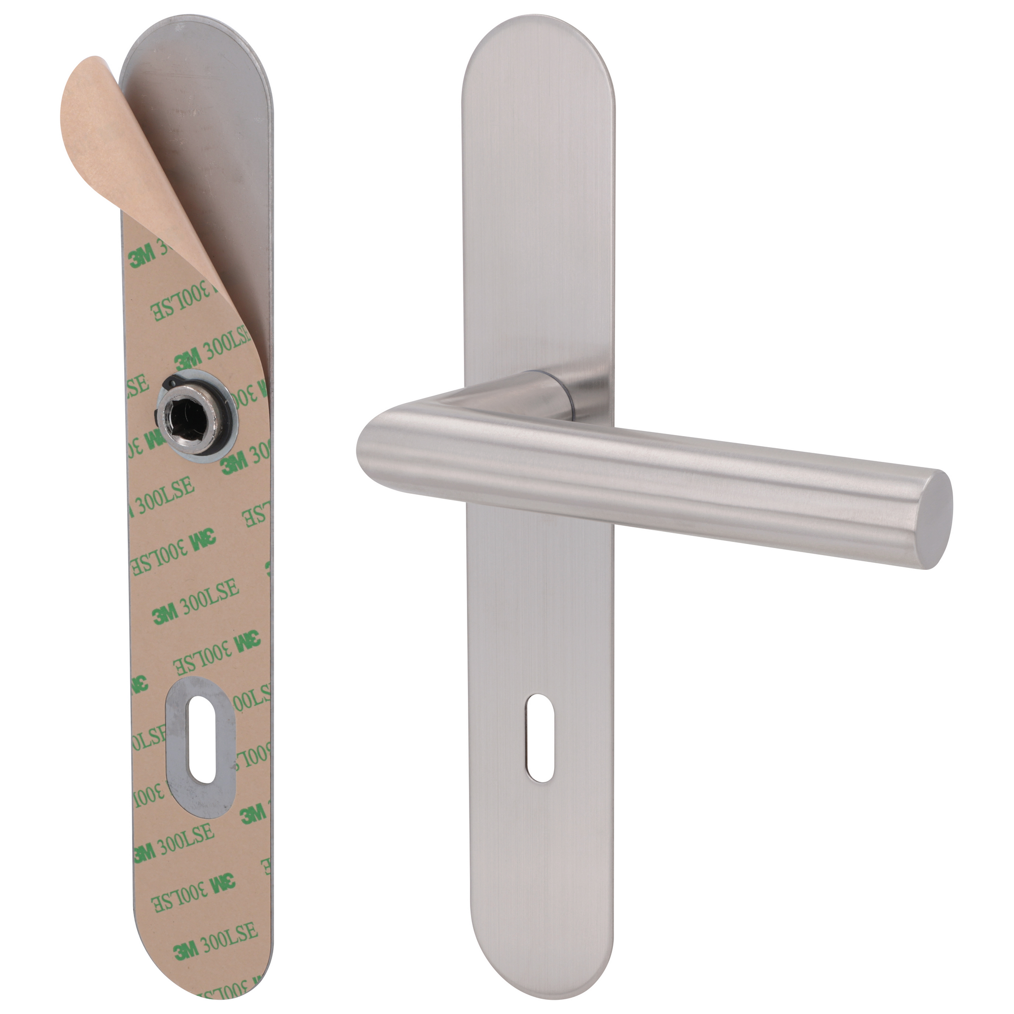 Langschildrosette 'Simply Stick' Edelstahl satiniert Buntbart