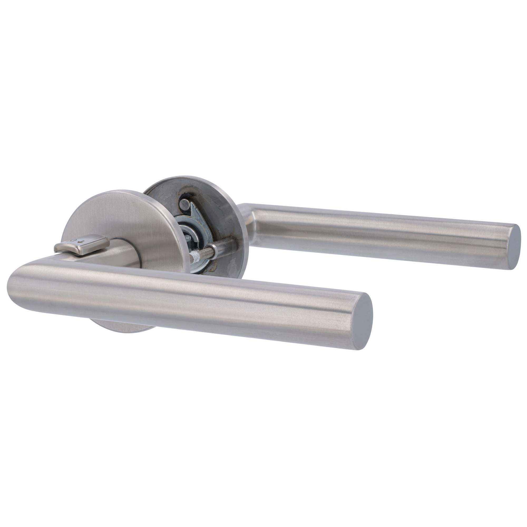 Klinkengarnitur 'Push4Lock' Edelstahl satiniert rechts