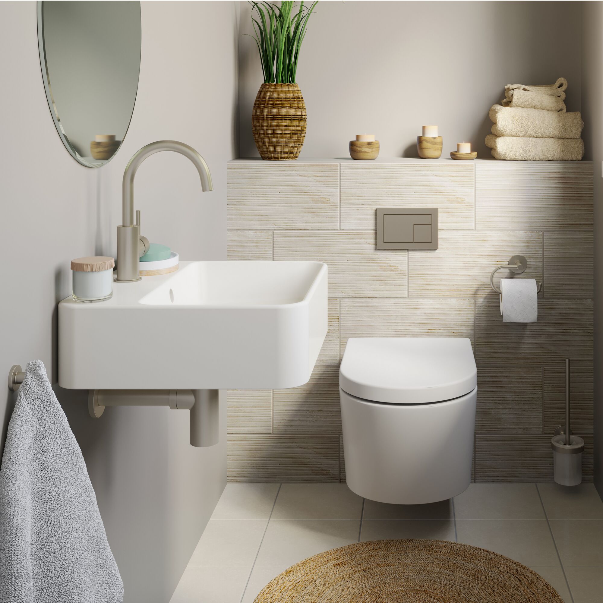 Modernes Gästebad mit WC und Waschbecken