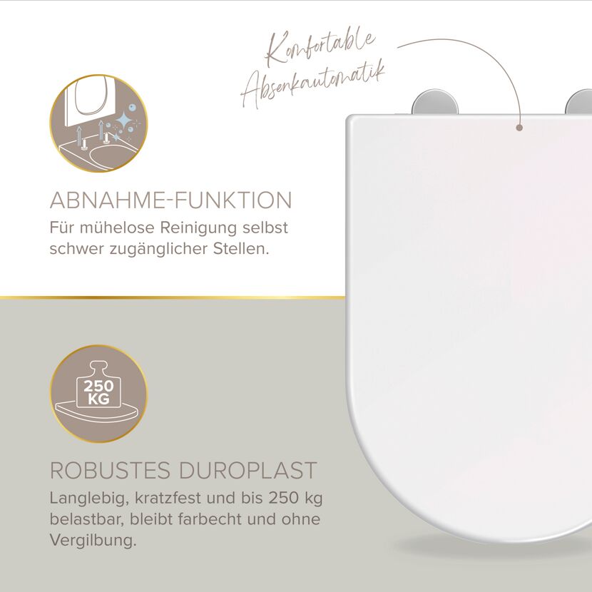 Weißer WC-Sitz mit Absenkautomatik