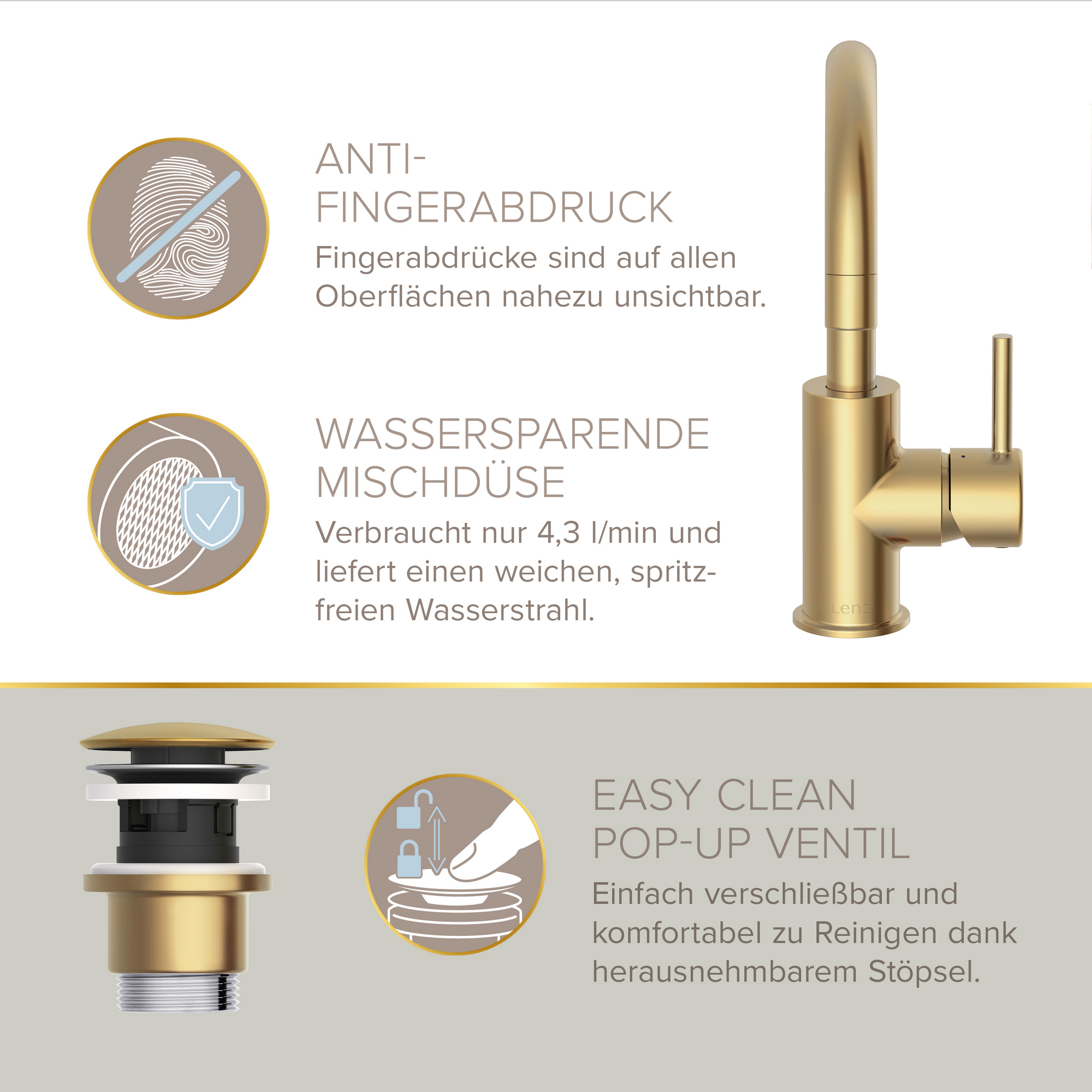 Gästebad-Set 'Perfect Fit' weiß/gold 8-teilig