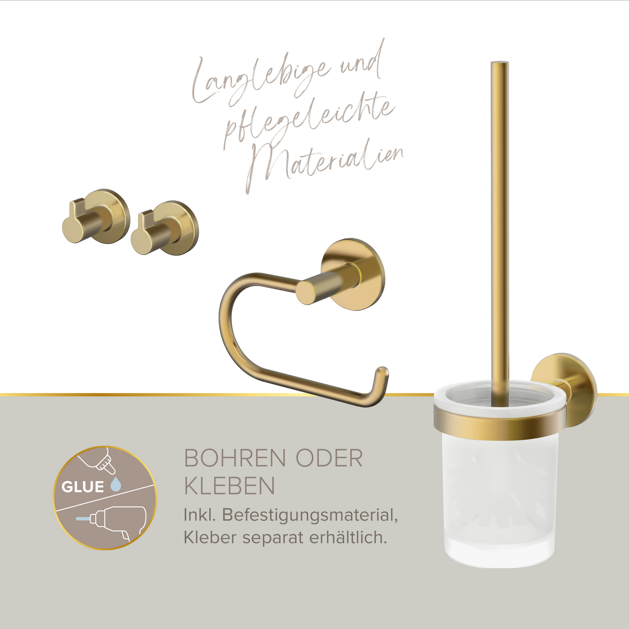 Gästebad-Set 'Perfect Fit' weiß/gold 8-teilig