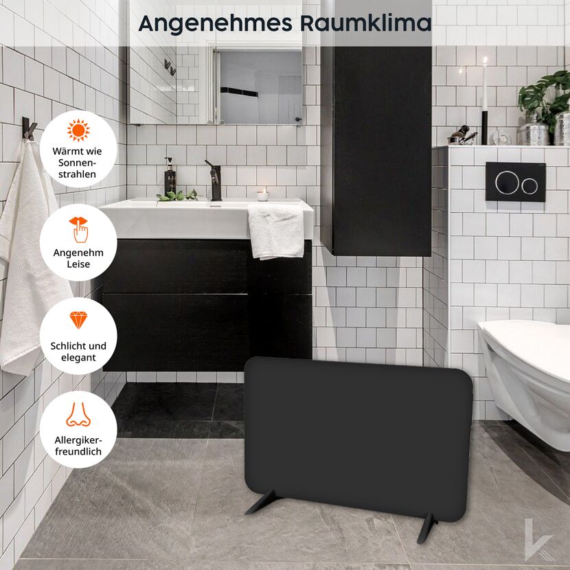 Schwarzer Heizkörper im Badezimmer