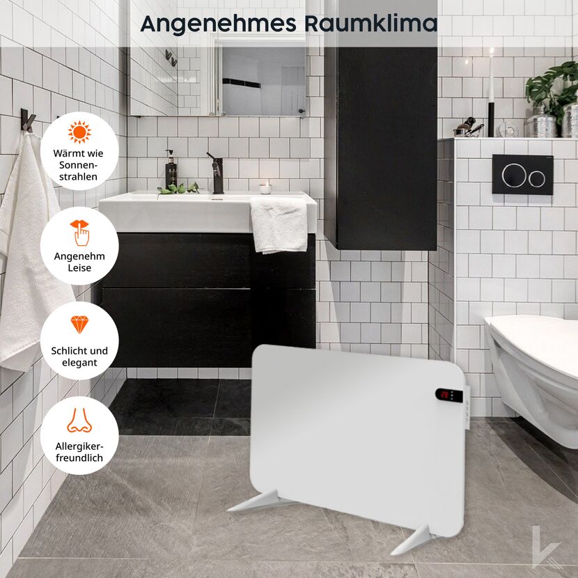 Weißer Heizlüfter im Badezimmer