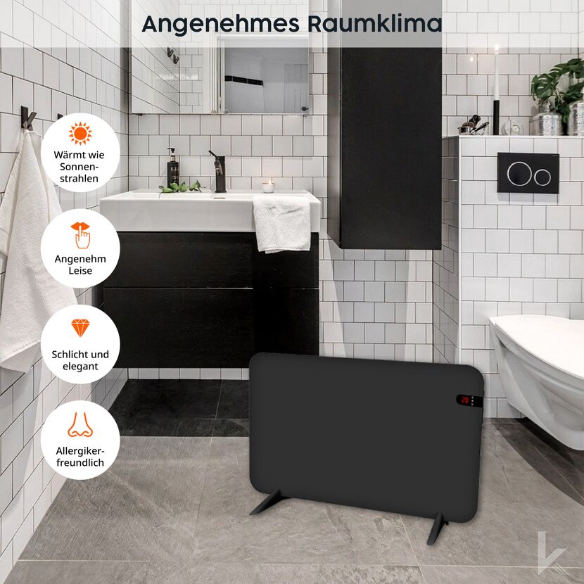 Schwarzer Heizkörper in Badezimmer