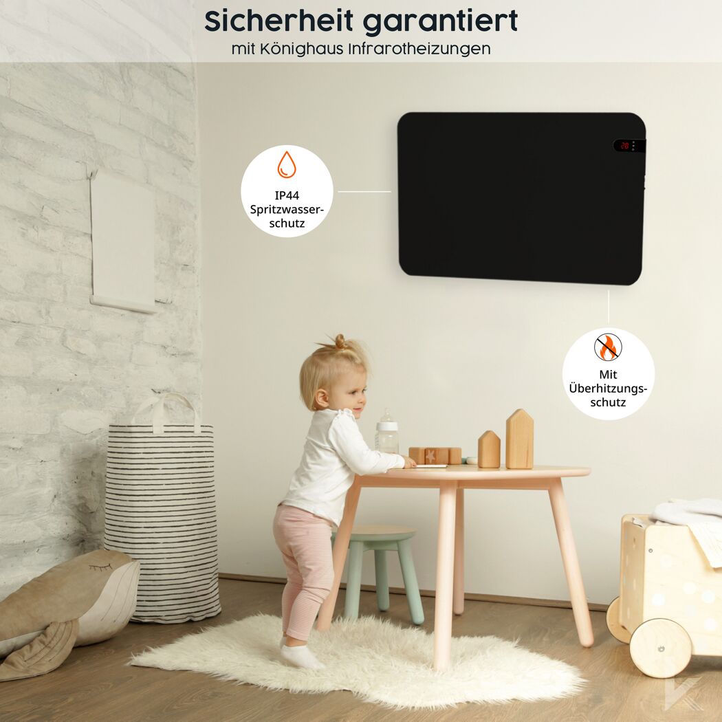 Kind in einem Zimmer mit Infrarotheizung