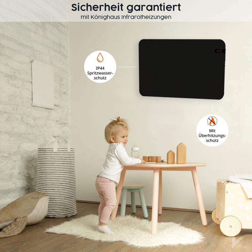 Kind in einem Zimmer mit Infrarotheizung