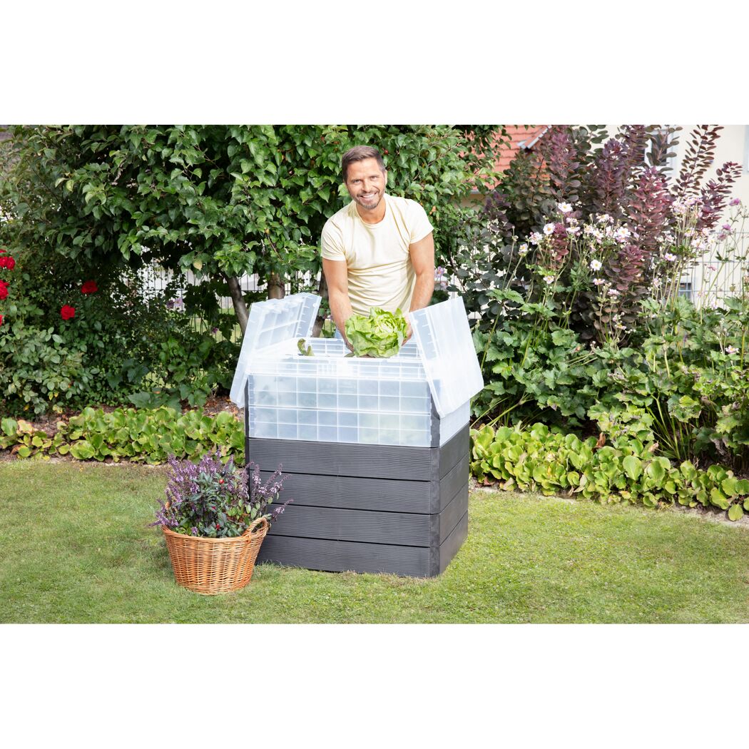 Hochbeet 'Ergo Quadro TurboPlus M 85 Wood' anthrazit 80 x 85 x 60 cm