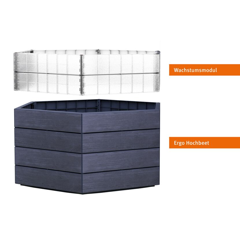 Hochbeet 'Ergo Turbo L 75 Wood' anthrazit 110 x 75 x 110 cm