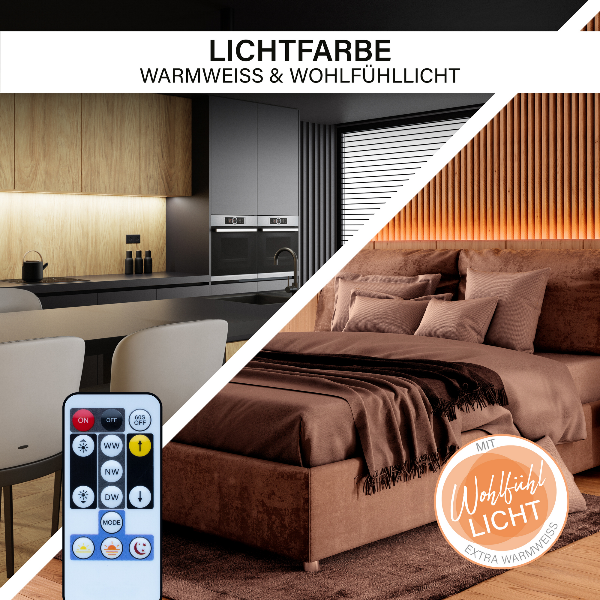 LED-Streifen 5 m 24 W 1800-3000 K mit Fernbedienung