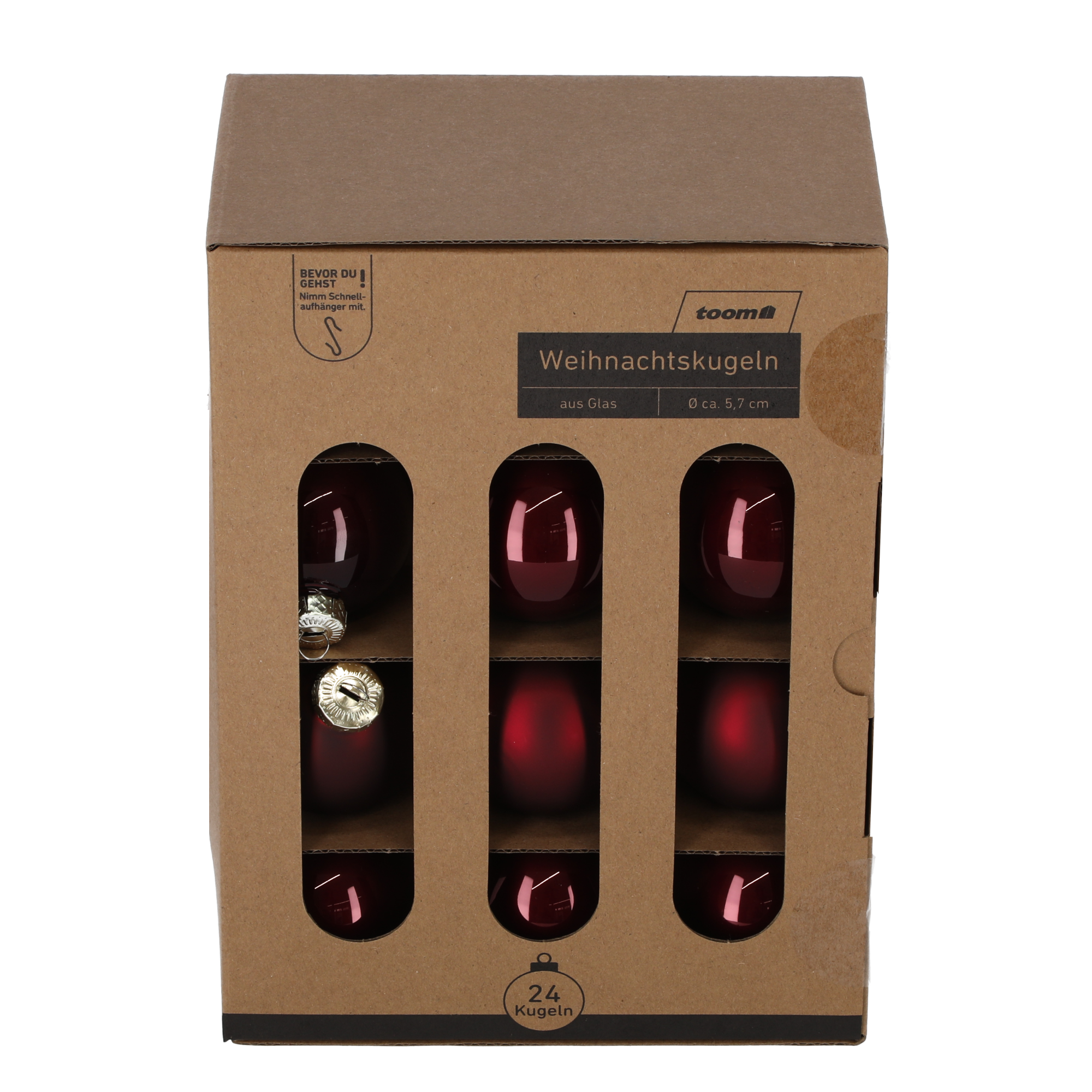 Christbaumschmuck bordeauxfarben Ø 5,7 cm 24 Stück