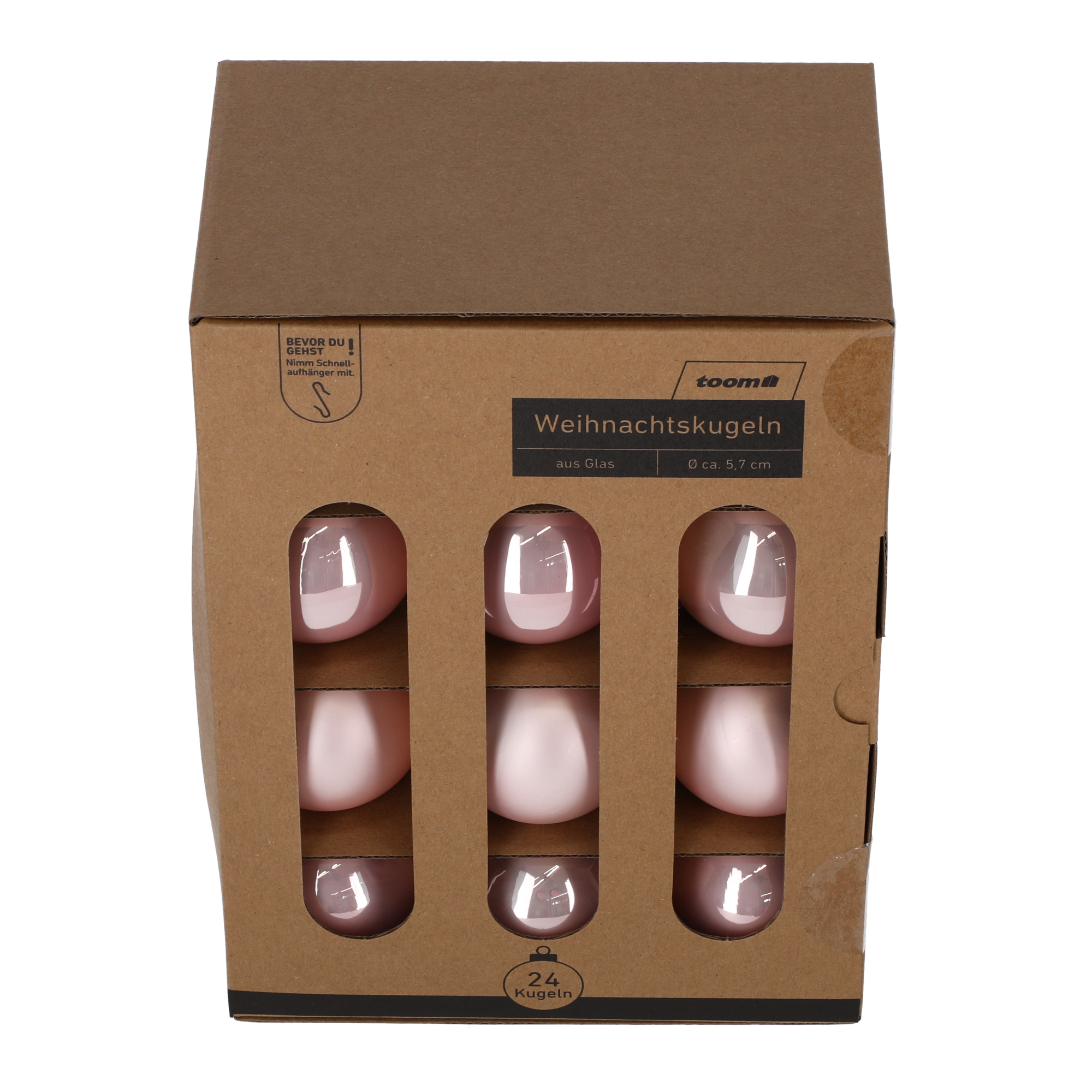 Christbaumschmuck rosé Ø 5,7 cm 24 Stück