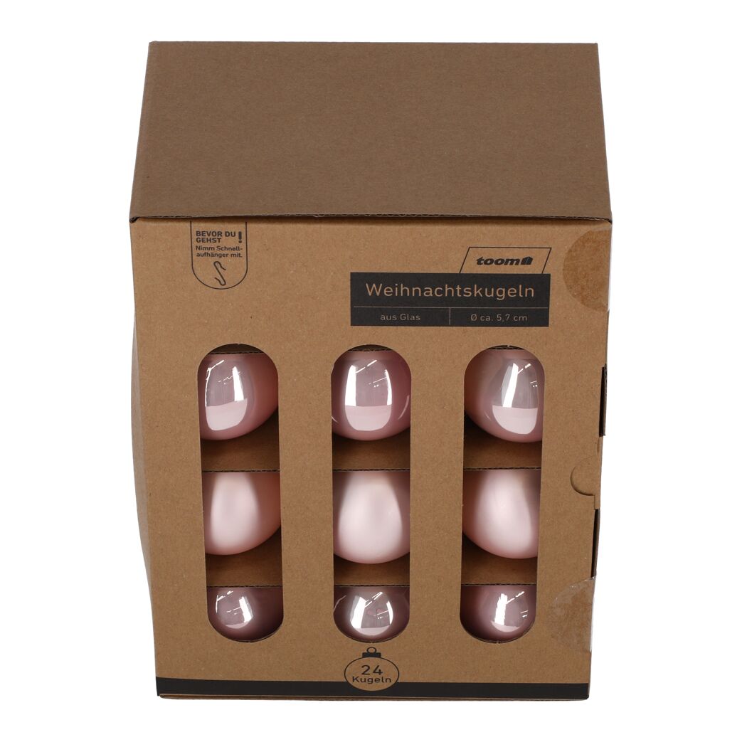 Christbaumschmuck rosé Ø 5,7 cm 24 Stück