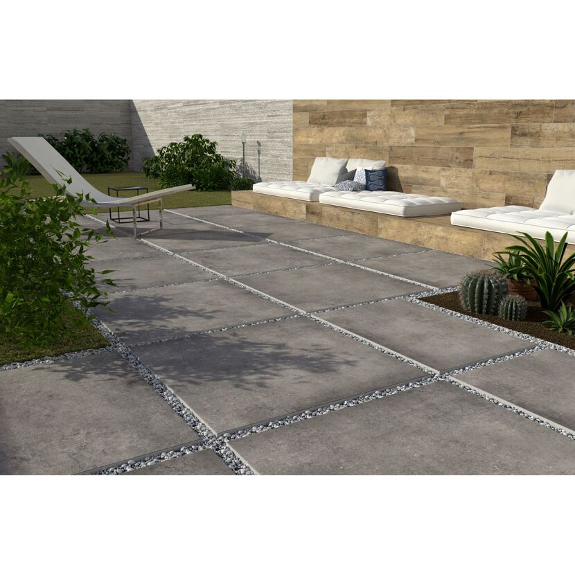 Bodenfliese 'Polar' Feinsteinzeug dark grau 90 x 90 x 2 cm