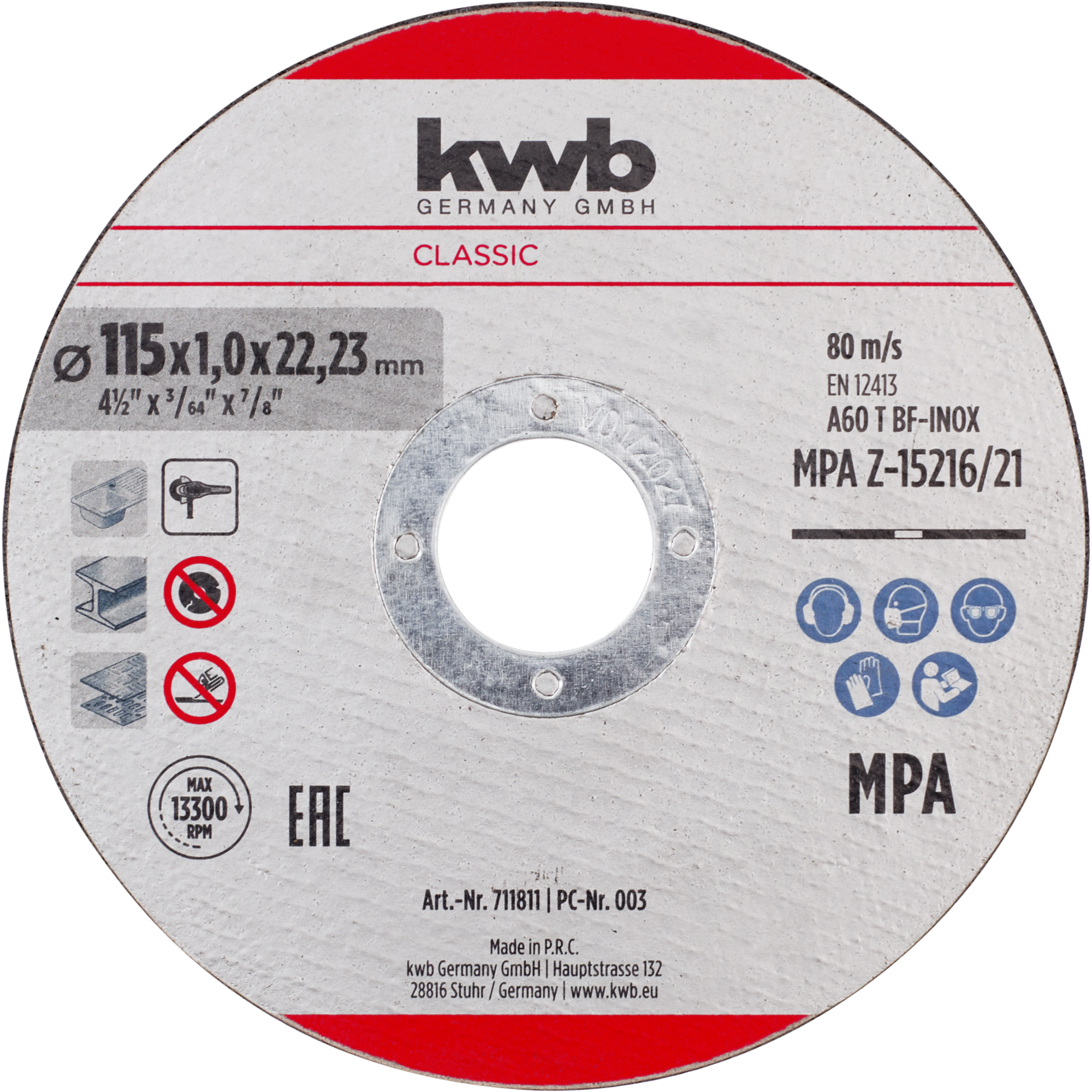 Inox-Gewebetrennscheibe für Metall Ø 115 x 1 mm