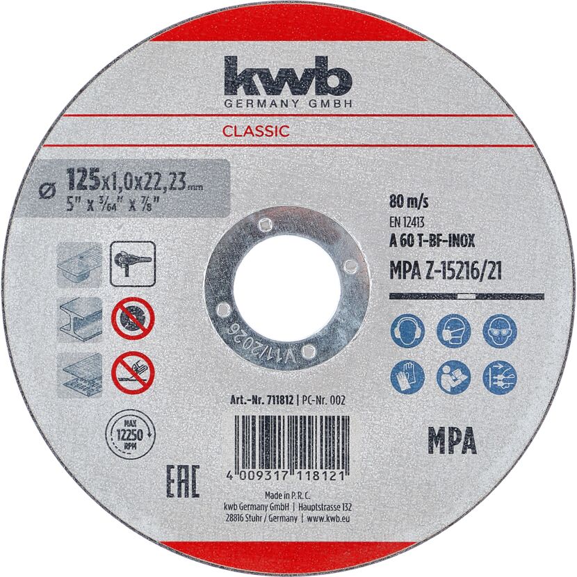 Inox-Gewebetrennscheibe für Metall Ø 125 x 1 mm