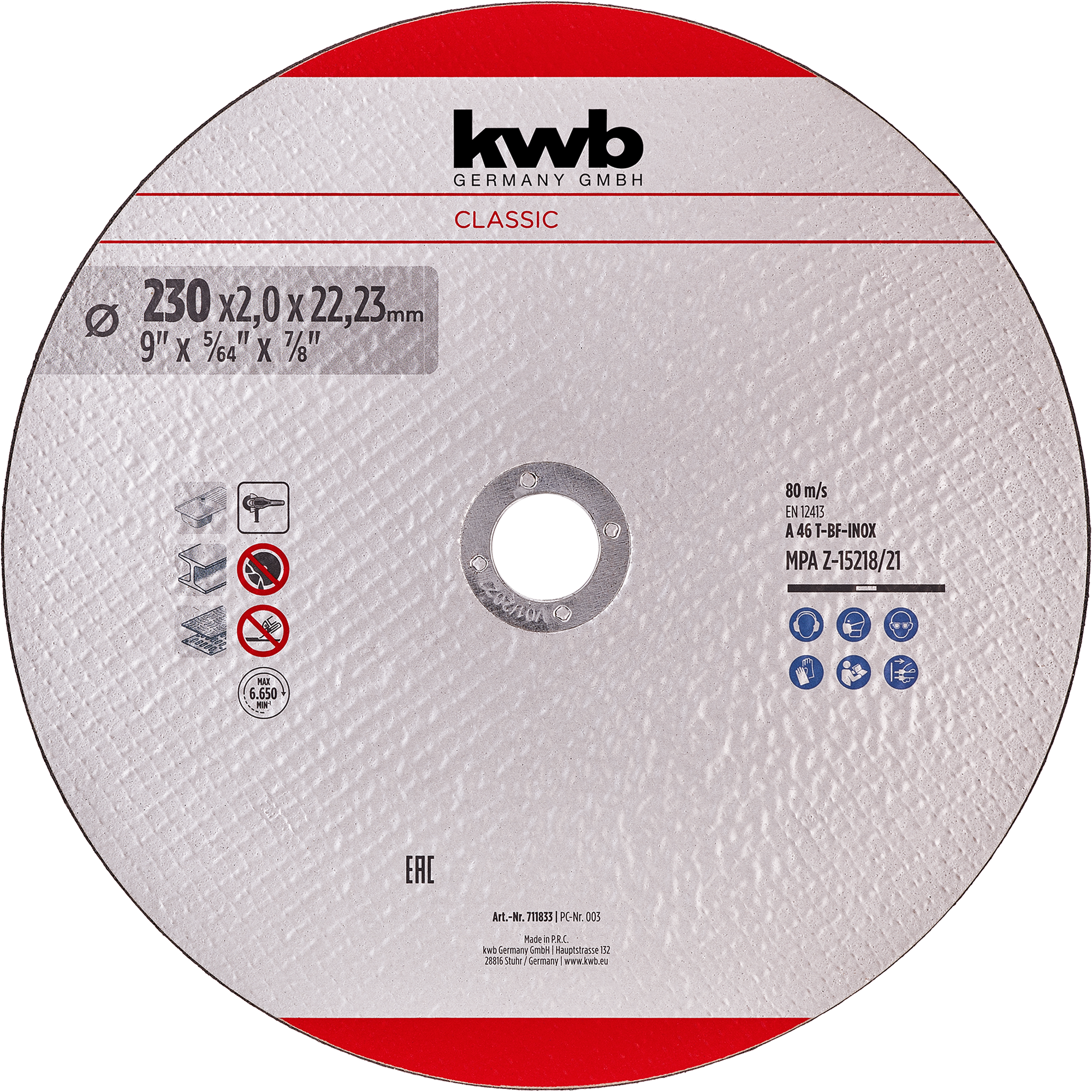 Inox-Gewebetrennscheibe für Metall Ø 230 x 1,9 mm