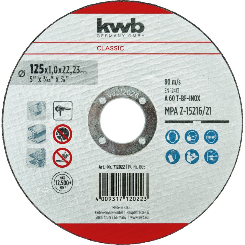 Inox- Gewebetrennscheiben-Set für Metall Ø 125 x 1 mm 10-teilig