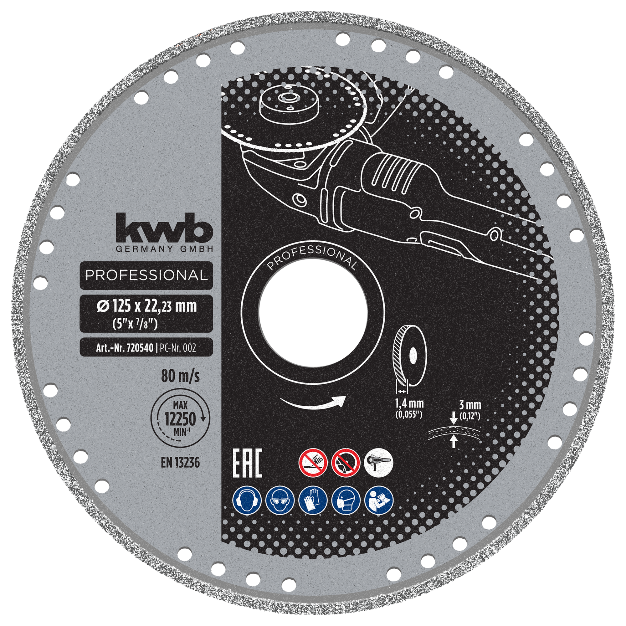 Diamant-Trennscheibe mit Ganzrand für Metall Ø 125 x 1,2 mm