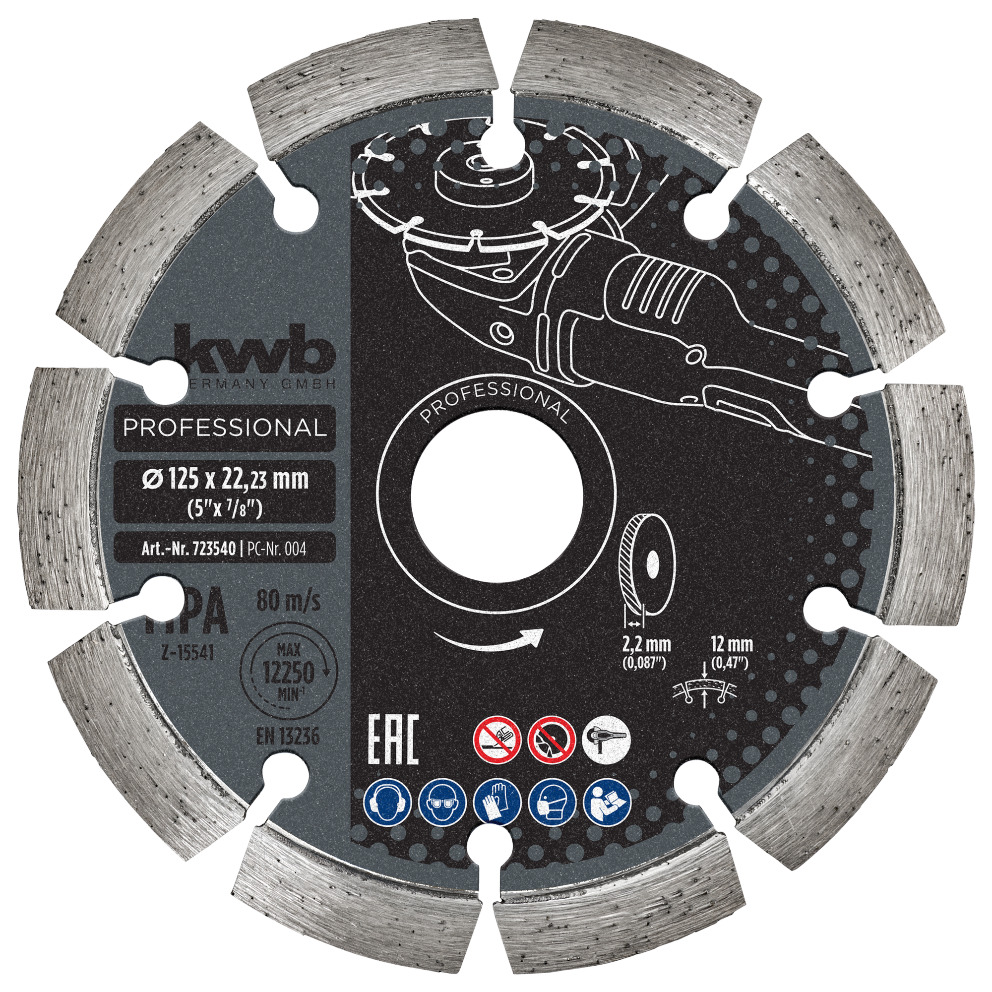 Diamant-Trennscheibe mit Segmentrand für Trockenschliff Ø 125 x 1,4 mm