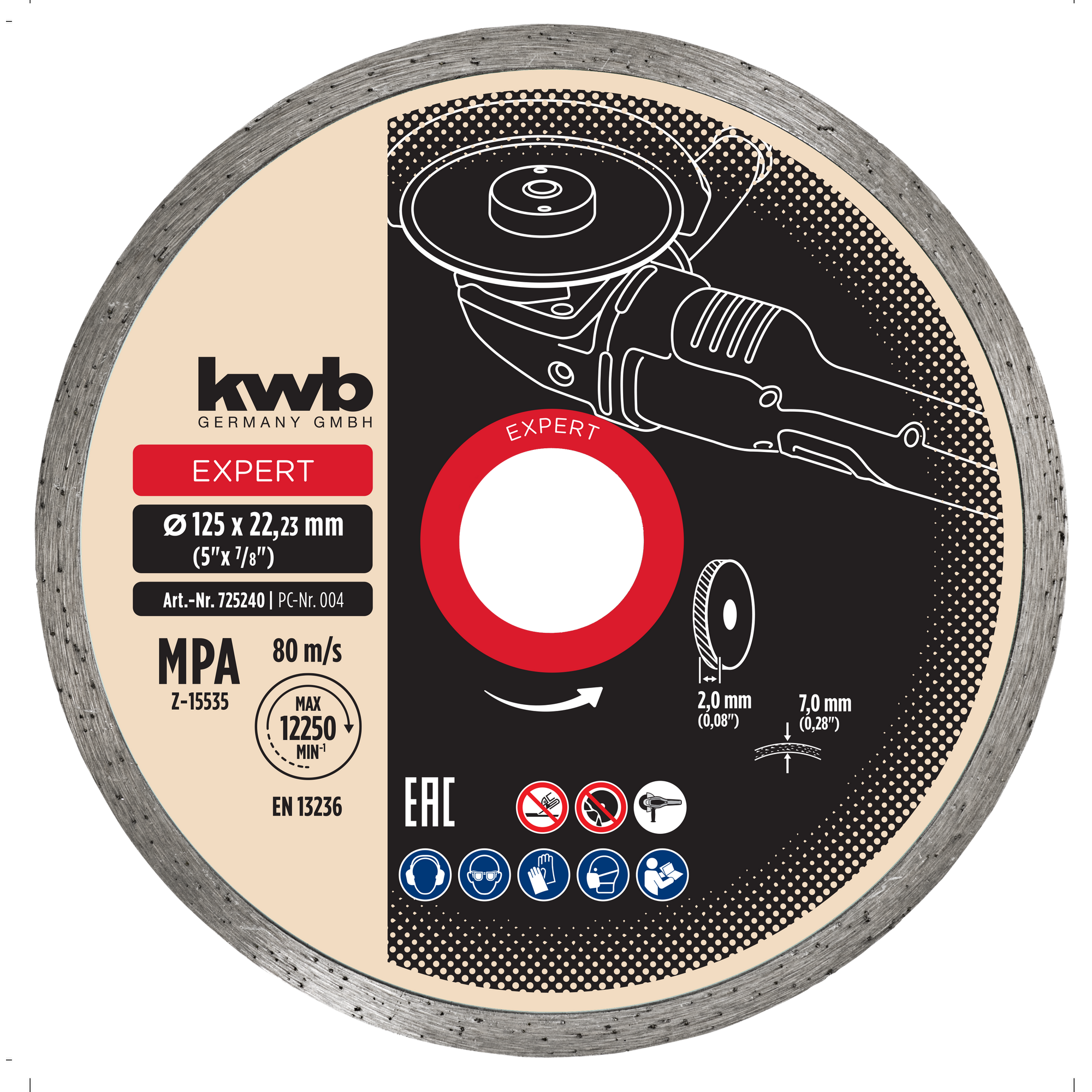 Diamant-Trennscheibe mit Ganzrand für Fliesen Ø 125 x 1,2 mm