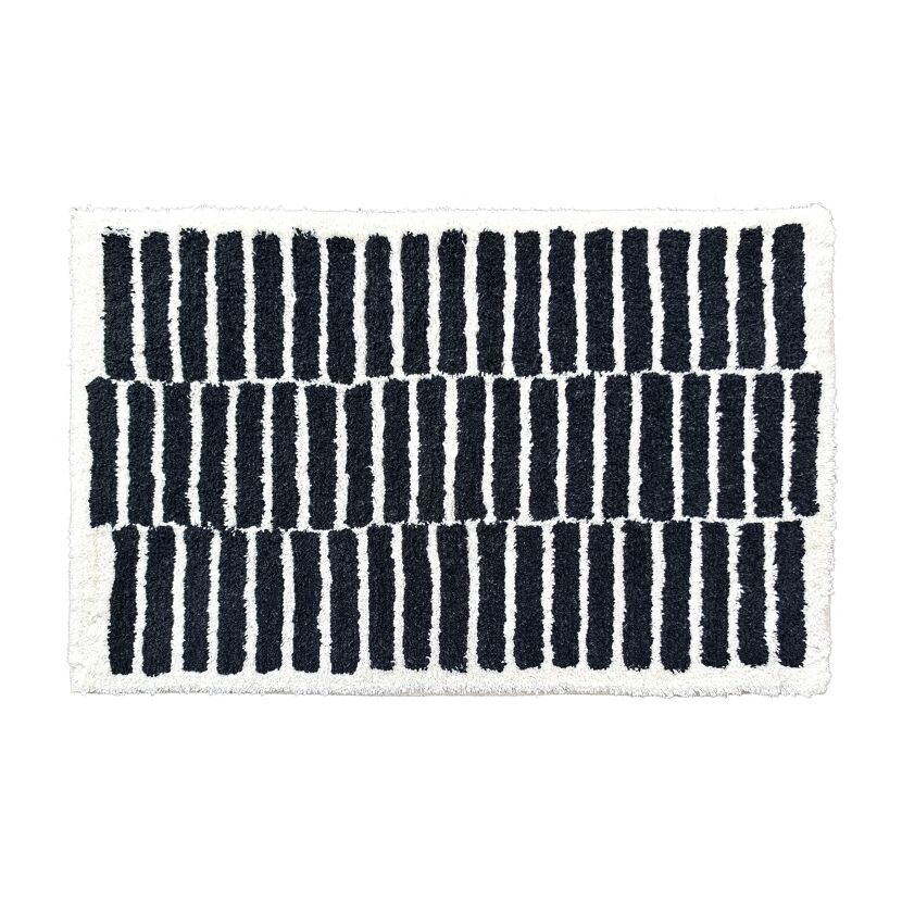Badteppich 'Stripes' schwarz/weiß 50 x 80 cm