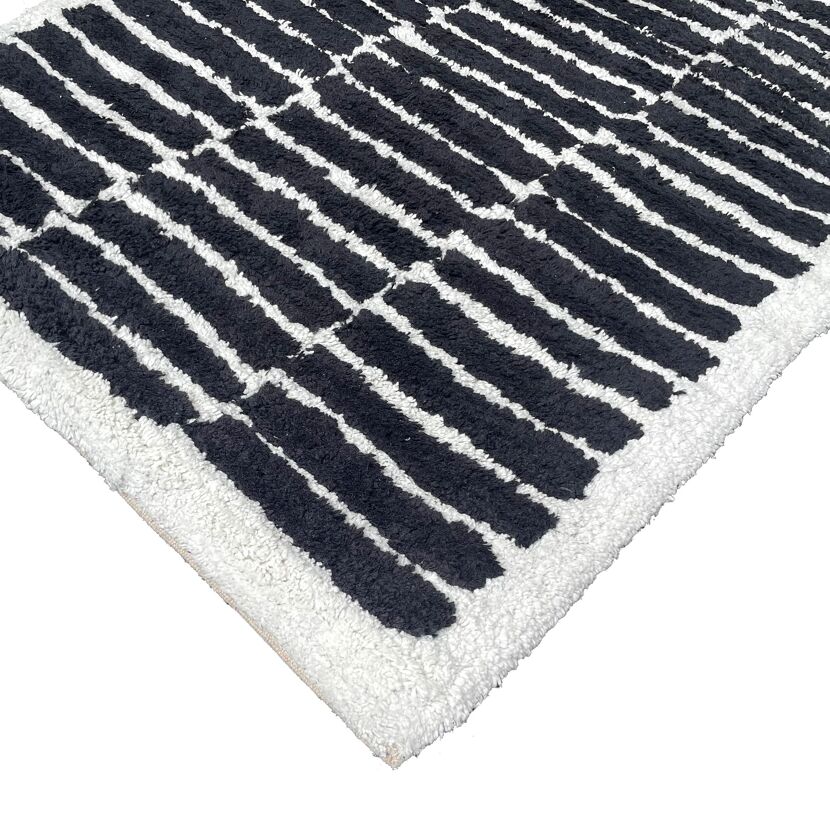 Badteppich 'Stripes' schwarz/weiß 50 x 80 cm