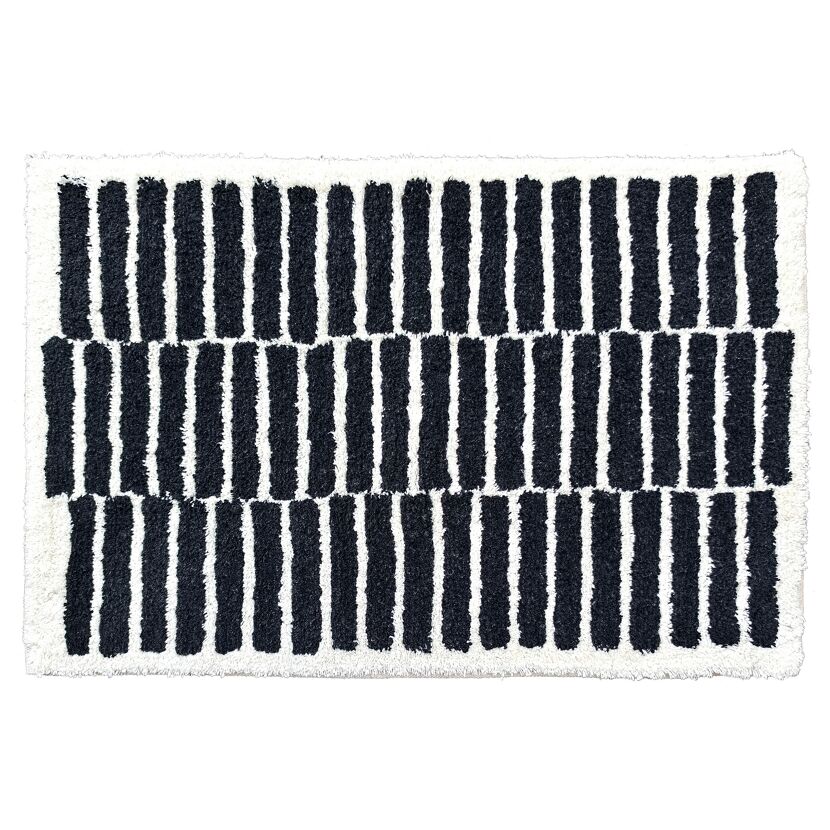 Badteppich 'Stripes' schwarz/weiß 60 x 90 cm