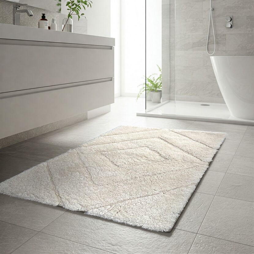 Badteppich 'Boho' cremefarben 50 x 80 cm