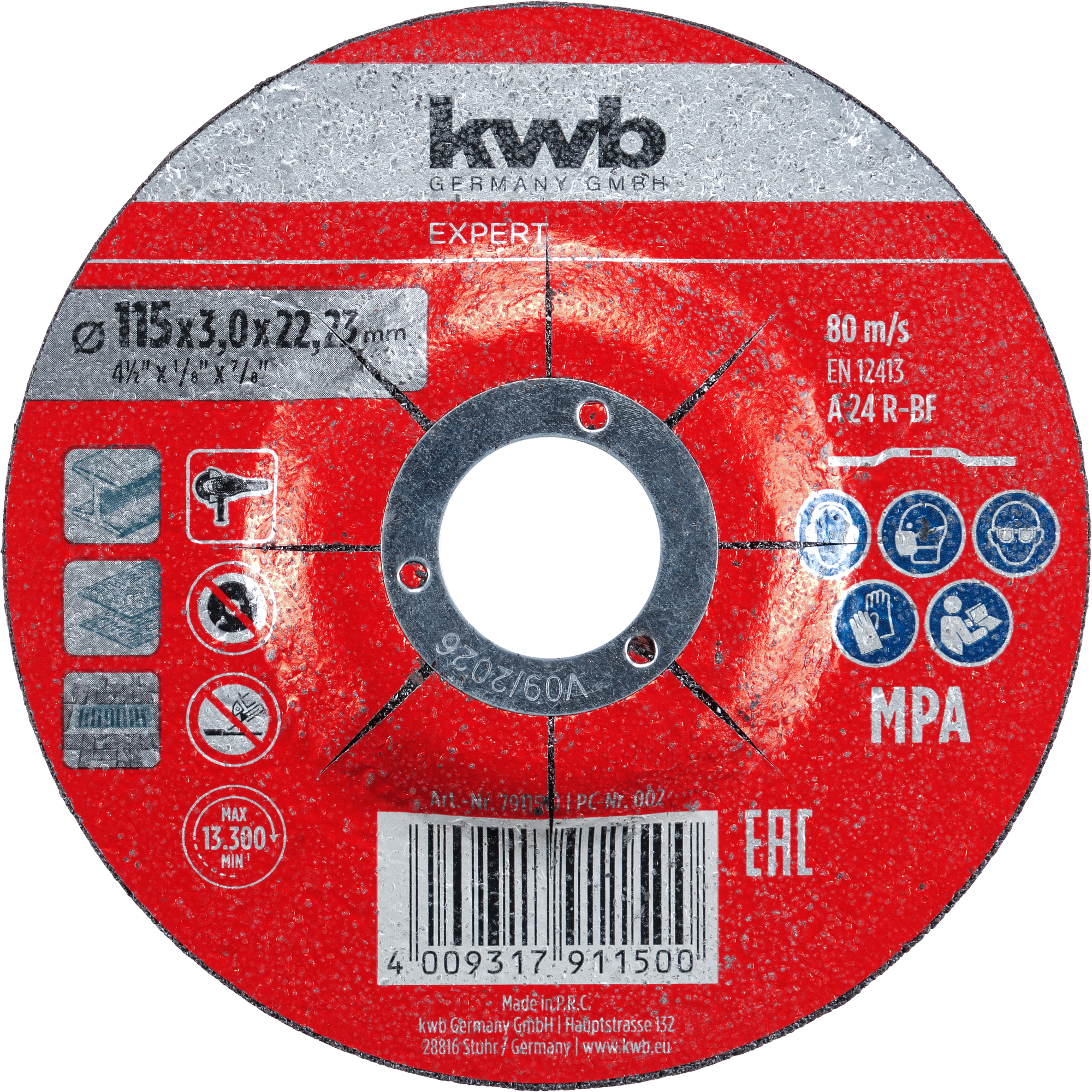 Gewebetrennscheibe für Metall gekröpft Ø 115 x 3 mm