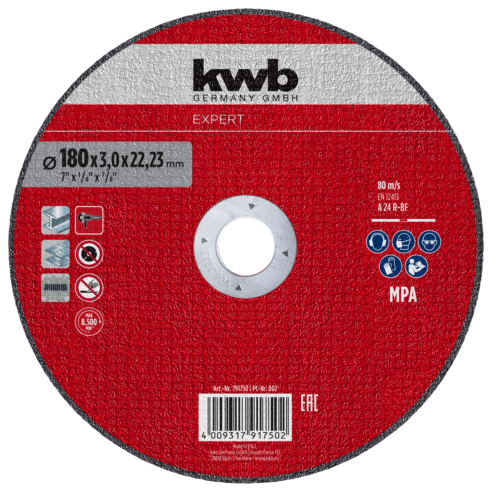 Gewebetrennscheibe für Metall gerade, Ø 180 x 3 mm