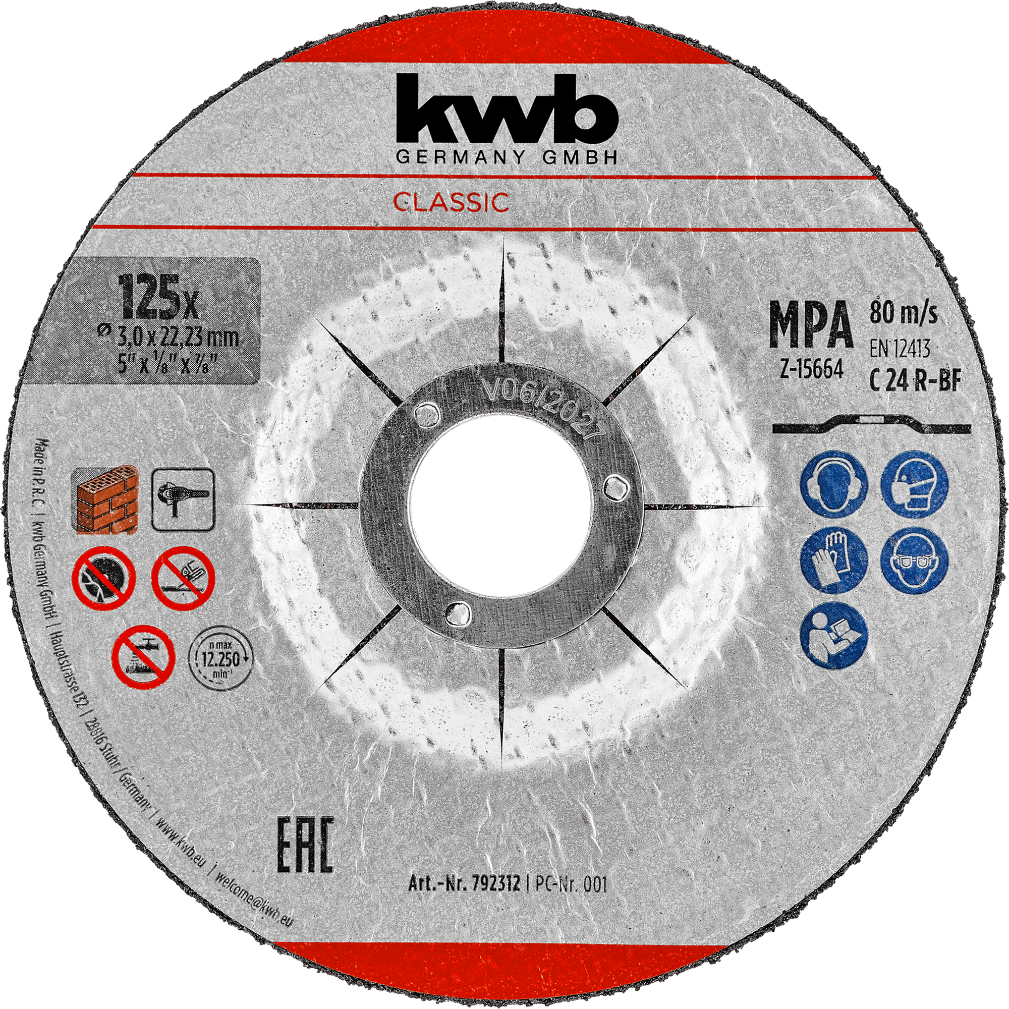 Gewebetrennscheiben-Set für Stein gekröpft 5-teilig Ø 125 x 3 mm