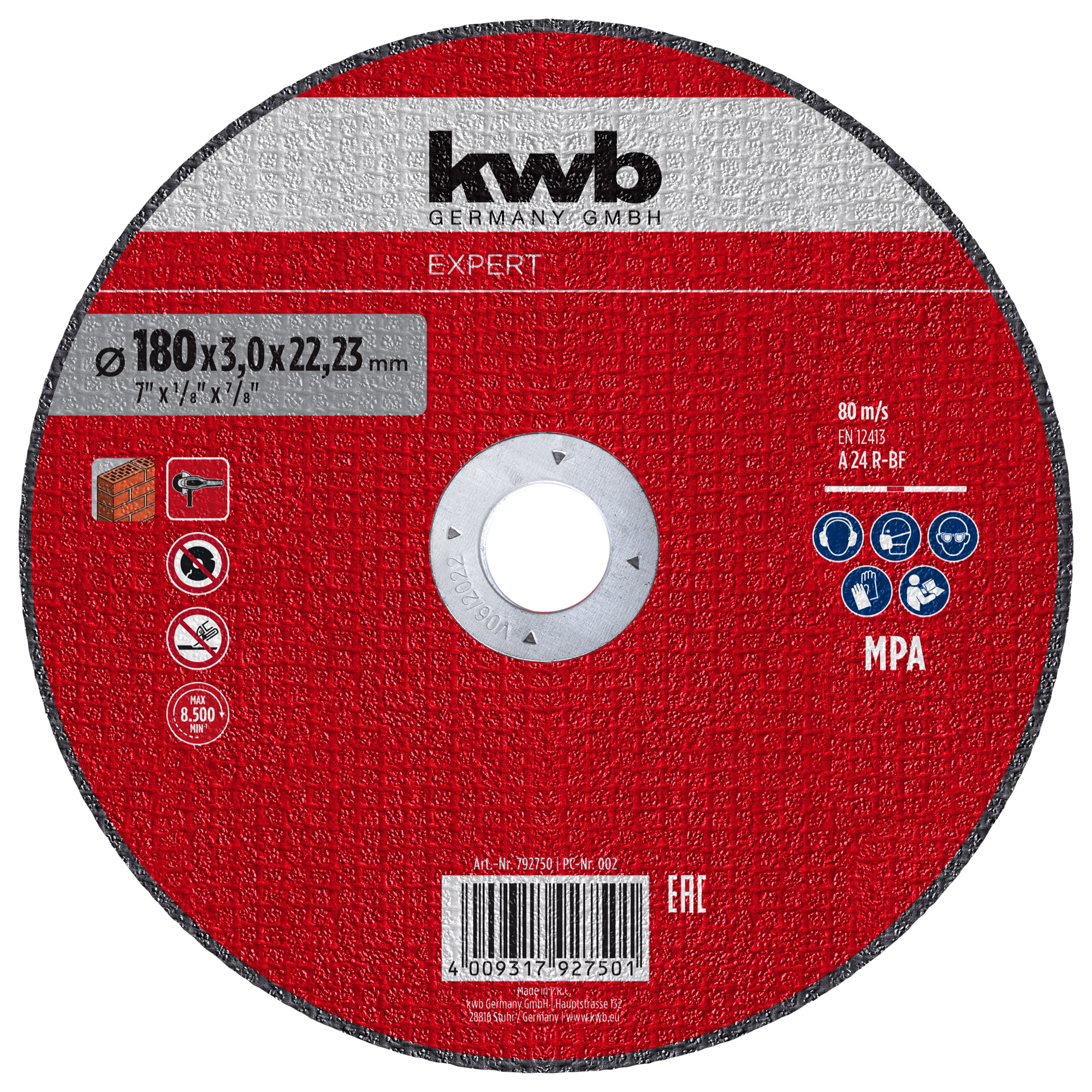 Gewebetrennscheibe für Stein, gerade, Ø 180 x 3 mm