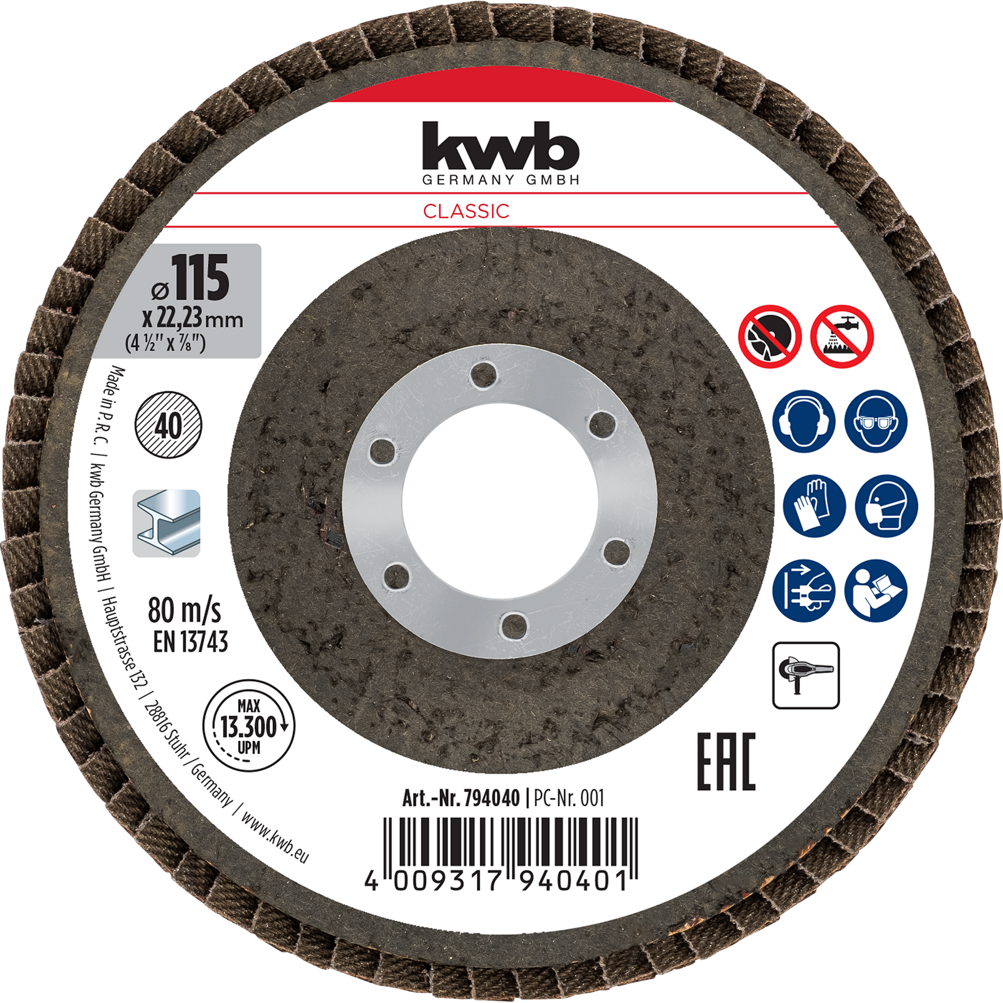 Lamellenschleifteller Korund Ø 115 mm K40