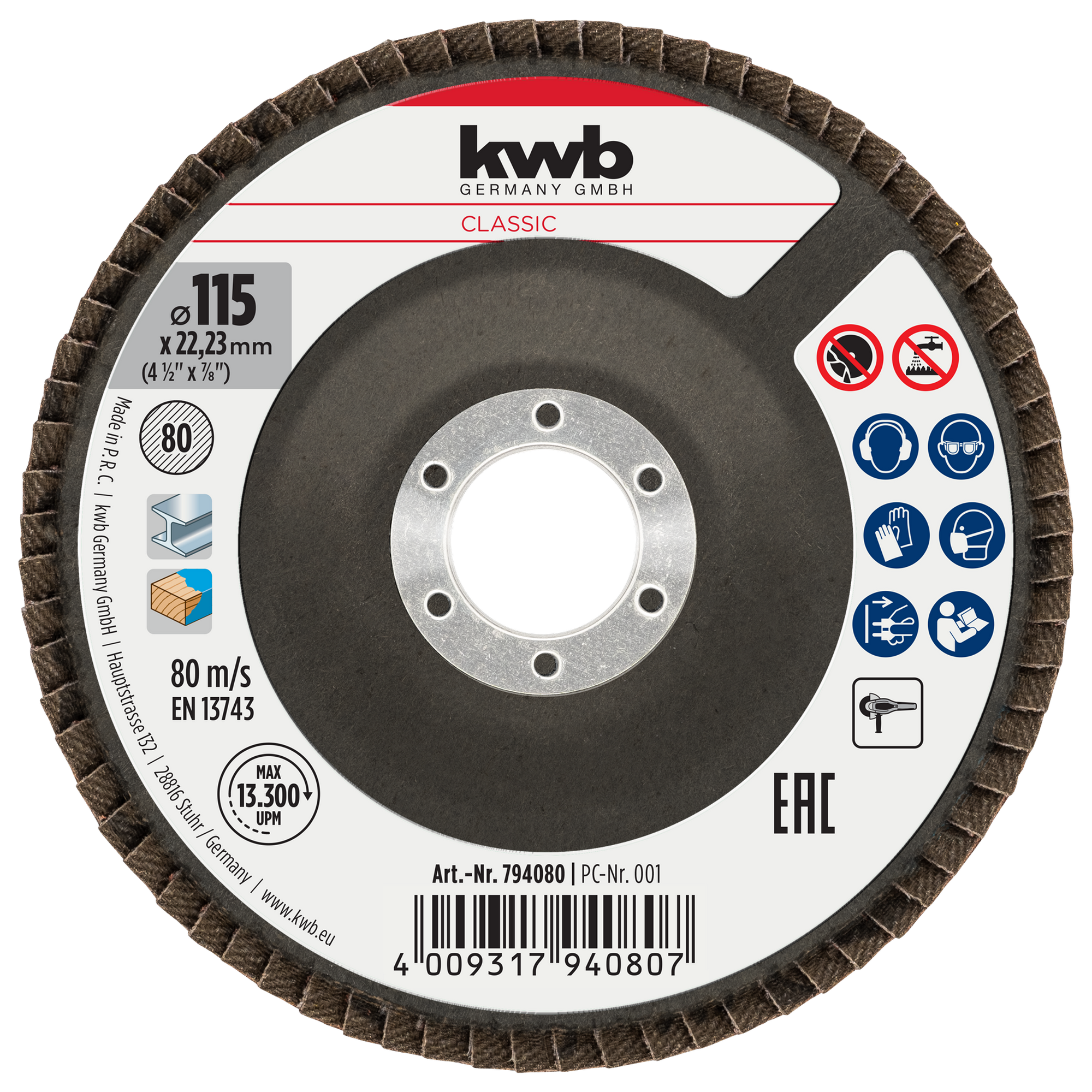 Lamellenschleifteller Korund Ø 115 mm K80