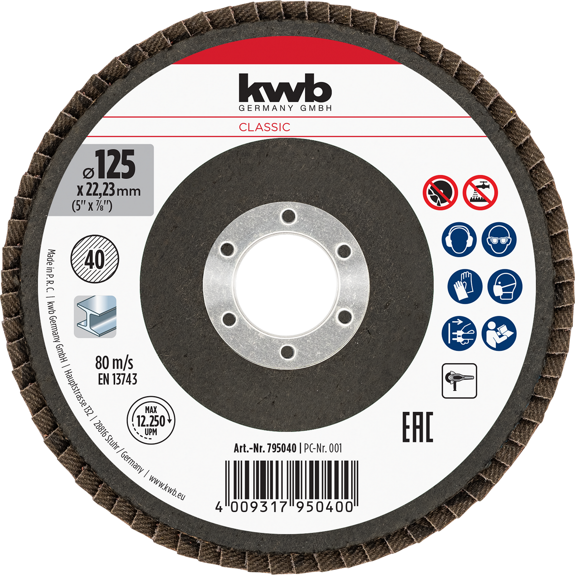 Lamellenschleifteller Korund Ø 125 mm K40