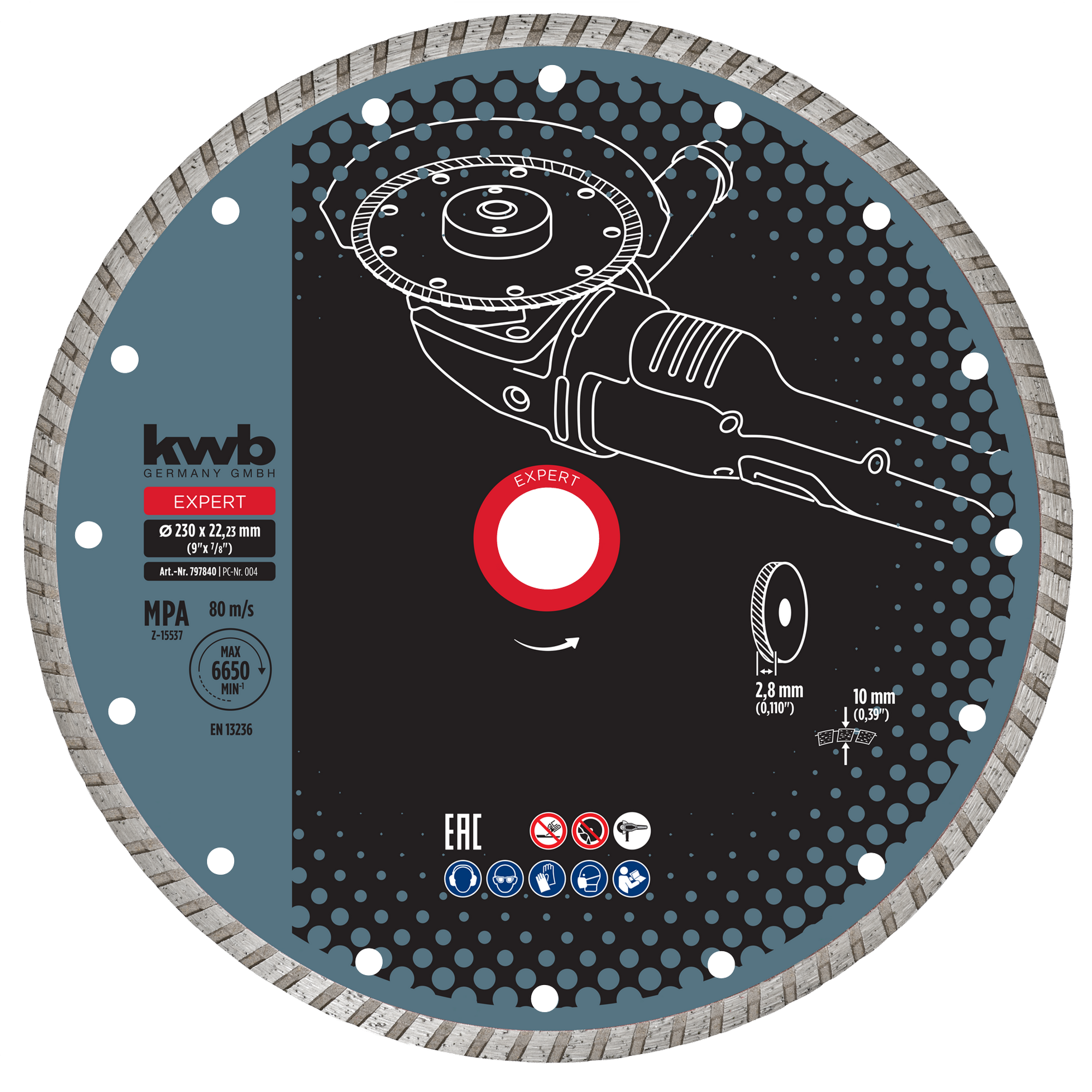 Diamant-Trennscheibe mit Turborand für Trockenschliff Ø 230 x 1,8 mm